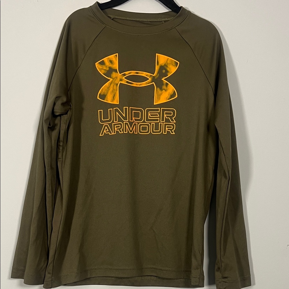 Under Armour Kids Green & Orange Long Sleeve Shirt Boys‎ Size Small
